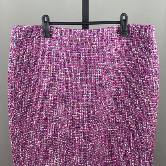 NEW J Crew Skirt Womens 14 pink purple tweed woven pencil preppy colorful italy - Picture 2 of 12